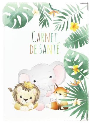 Protège Carnet de Santé Bébé Enfant Color Pop PVC (Safari) | Rangement ordonnances, documents médicaux, divers imprimés, 22,4x16,5cm
