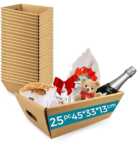 25x Kartonbox für Geschenkkörbe ohne Deckel 45x33x13 cm – Geschenkbox für Weihnachten, Ostern, Firmenkörbe und Feiern | Espirito Rebelde
