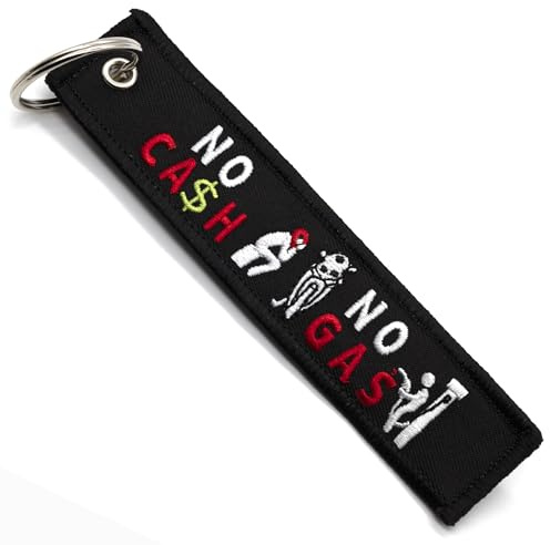 Porte Clef Moto - Cadeau pour Motard Porte-cle moto en Tissu NO CASH NO GAS, Accessoires pour Moto - Porte-clés Originaux - Cadeaux Originaux pour Motards