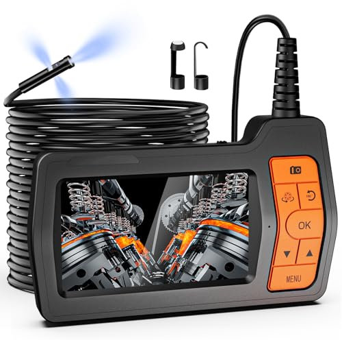 Kriogor Triple Lens Inspection Camera with 50FT Semi-rigid Cable,1080P HD IPS Screen 5'' Endoscope with Lights, Waterproof Drainage Borescope for Sewer Pipe Plumbing Snake 32G Card & Carry Case