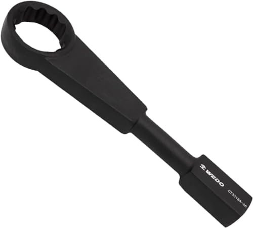 WEDO Offset-Schlagflächenschlüssel, 12 Spitzen, flacher Ringschlüssel, Größe 46 mm, Länge 287 mm, einmalig gesenkgeschmiedet, starkes Drehmoment, hohe Festigkeit, Verschleißfestigkeit, schwarze