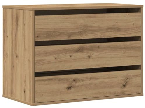 vidaXL Commode d'angle chêne Artisanal 80x41x58 cm Bois d'ingénierie, Commode à tiroirs, classeur, Armoire à tiroirs, Armoire de Rangement, Buffet