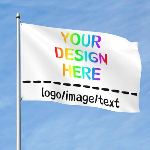 PRFELMG Individuelle Flaggen 3x5 Ft, gestalten Sie Ihr eigenes Foto/Logo/Text - Einzeldruck - Personalisierte Flagge für den Außenbereich, Dekobanner für Geburtstag und Geschäftsgeschenke