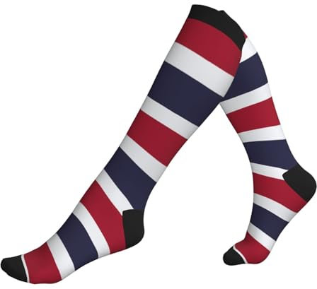 EdWal Kompressionssocken mit Thailand-Flagge, für Laufsport, Basketball, Sportsocken, gepolstert, für medizinische Krankenpflege, 3 Schwarz, Einheitsgröße