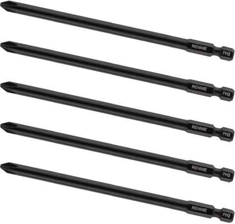5X Rennie Tool 127mm Long PH2 Autofeed Collated Drywall Screwdriver Gun Bit | Compatible with Fein ASCT14M SCT5-40M. Heavy Duty Phillips No.2