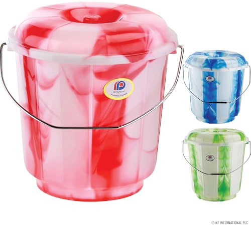 25 Litre Multipurpose Plastic Bucket With Lid & Handles - Storage, Organiser, Container, Cleaning | Plastic Bucket Bins & Lids with Sturdy Carry Metal Handle | Strong, Robust & Long Lasting