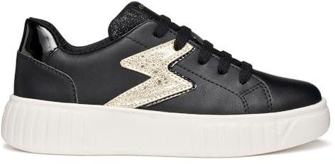 Geox J Mikiroshi Girl, Zapatillas, Black Lt Gold, 39 EU