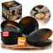 Mikawi 12-teiliges Geschirr-Set aus Steinzeug – Prairie Linie-edles Design im braun/schwarz Farbton, Service bestehend aus 4 Speisetellern, 4 Desserttellern und 4 tiefen Tellern/Premium Kollektion