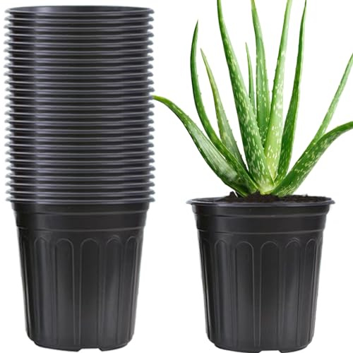 Yeory 1 Gallon Nursery Pots, 25PCS Flexible Plastic Plant Containers, 6.6x6.4 Planting Pots with Drainage Hole, Reusable Small Pots for Plants, Succulents, Seedlings, Cuttings, Transplanting