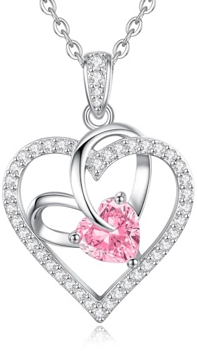 CDE Kette für Damen Ewigkeitsherz Herzkette Rosegold Rhodinierung Halskette | Geburtstags Geschenk für Frauen Geburtsstein Herz Anhänger Schmuck für Frauen Sie für Muttertag Valentinstag Weihnachten