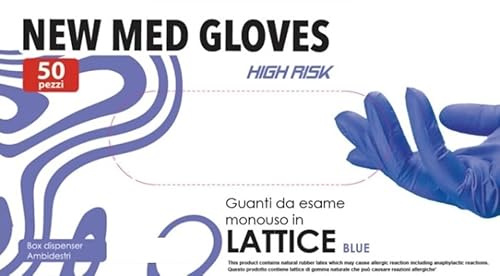 Generico Guanto in lattice blu resistente med High Risk Confezione da 50 pezzi Taglia XL
