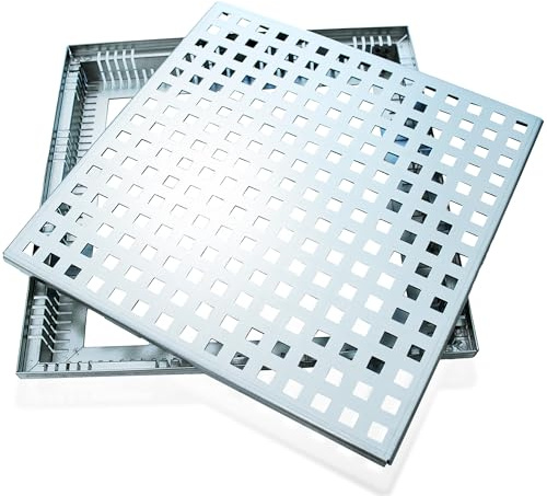 Brandsseller Magnelis RAL-9006 RAL-9006 - Juego de rejilla para terraza (40 x 40 x 5 cm, canalón de agua completo + chapa de estribo, duradero, protección contra la corrosión, bajo mantenimiento, para