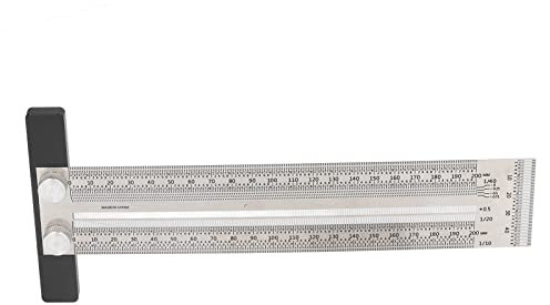Hohes Zeichenlineal, Holzbearbeitungs-Markierungs-T-Lineale, Schreiner-Messlineal aus Edelstahl, Tragbares Lineal (200mm)