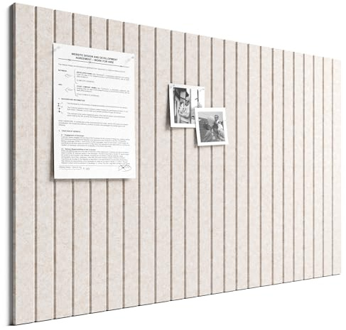 Bumusty Large Cork Board Alternative-36 x 24 Felt Bulletin Board Tiles, with 30 Pushpins, 40 Adhesive Tabs, 6-Pack Slat Wall Paneling, Cork Boards for Office Push Pin Board Felt Board-Oatmeal