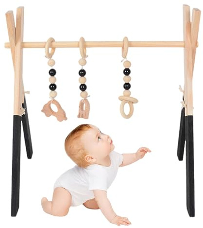 Krabbelgestell für Babys, Holz, Spielzeug für Kinder, Holzbogen, Aktivitätsportal für Babys aus Holz, Krabbelbogen für Babys, Fitnessstudio, Aktivitätsstudio, Koordinationsübungen & wissenschaftliches