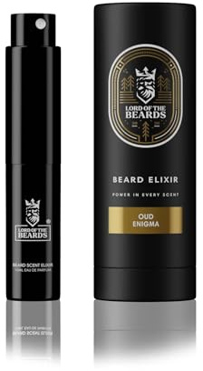 Lord of the Beards® Oud Enigma Beard Elixir – Premium Beard Atomiser Perfume Extract for Men | 10ml Long-Lasting Oud Enigma Scent | Organic Fractionated Coconut Oil | Vegan & Cruelty Free