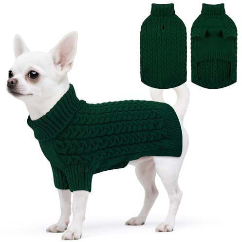 ASENKU Hundtröja små hundar XS, stickad hundtröja vinter varm med porslin öppning, tvättbar polotröja stickad tröja hundtröja med ben för chihuahua, fransk bulldog
