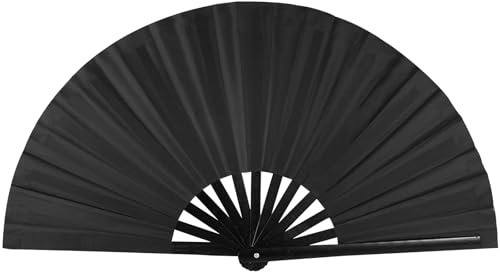 lasuroa Folding Hand Fan, Large Decorative Foldable Dance Prop for Line Dancing Big Giant Chinese Clack Handheld Fan Perfect for Dance Enthusiasts and Events (Black)