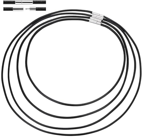 4 st halsband i svart konstläder, 3 mm spänne, flätat halsband för män, 4 storlekar, gör-det-själv