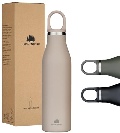 Groenenberg Termosflaska i rostfritt stål 500/750 ml | 100% läckagesäker | Termosflaska lämplig för kolsyrade drycker | Isolerande vattenflaska Sport