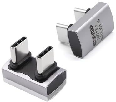 Duttek Adaptador USB C U de 180 grados, 180 grados USB C macho a macho, adaptador de ángulo compatible con 40 G/240 W para Thunderbolt 4/3, Switch, MacBook, ordenador portátil, tablet (2 unidades)