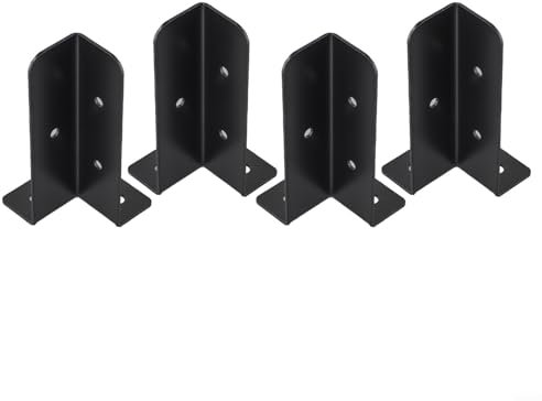 ZiStarlilife Set di 4 staffe di ancoraggio regolabili in metallo, per recinzioni e cassette postali, con accessori di montaggio, colore nero, per postsorts in legno da 3,8 a 10 cm