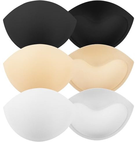 Qulkws 3 Pair Removable Bra Pads Inserts Bra Inserts Push Up Removable Breathable Push Up Breast Chest Enhancer Bras Foam Sponge Pads for Evening Gowns Wedding Dresses Yoga Sport Bras Swimwear Bikini