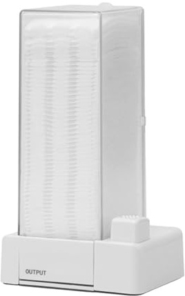 1. Distributeur de coton automatique mural avec autocollants adhésifs, boîte de rangement pour produits cosmétiques économiseur d'espace, comprend 50 tampons hygiéniques en coton