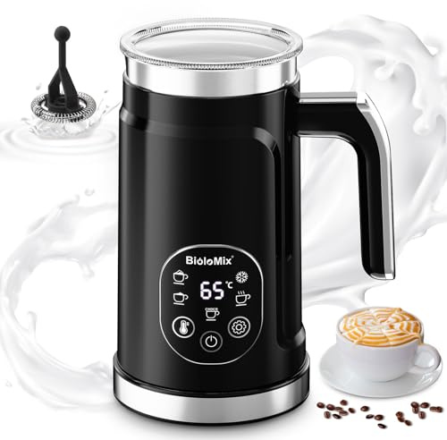 5-in-1 Milk Frother and Steamer, Automatic Milk Steamer 3-Temp Settings Hot & Cold Foam Maker and Milk Warmer with LED Display Touch Screen, 500W Fast Heating for Latte Cappuccinos Hot Chocolate