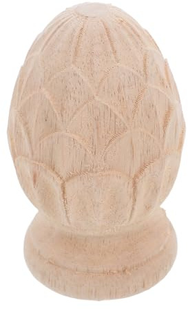 Hemobllo Remates De Madera Tallada Para Decorativos Europeo, Forma Piña, Madera Maciza, 8x12cm, Para Escaleras y Muebles, Interior, Decoración Hogar