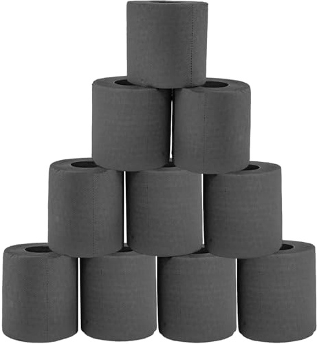 10 schwarze Toilettenpapierrollen, 4-lagige, weiche, saugfähige schwarze Papierhandtücher für Haushalte und verschiedene öffentliche Räume.Toilettenpapier