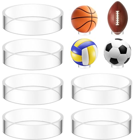 6 PCS 2.6 Inch Clear Sphere Display Stand, Clear Plastic Sport Ball Holder Acrylic Round Clears Soccer Ball Display Rack Stand Sphere Holder for Spheres Football Basketball Volleyball Soccer Softball