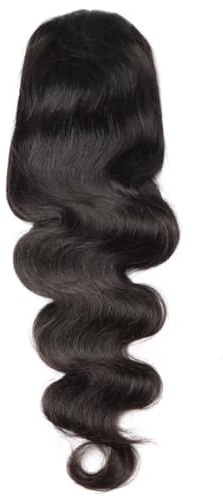 Ponytail Extension Brasileña Body Wave Extension Pelo Humano Cola de Caballo Extensión con Cordón, Pelo Humano Negro Natural Envoltura Cola de Caballo para Mujeres (45,5 cm)