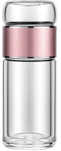SUPVOX Botella de Agua Infusor de Té de Vidrio 250 Ml, Taza para Té Portátil Separación de Infusión, Color Rosa Dorado, Resistente al Calor, Adecuado para Viajes y Oficina