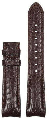 ZXZVRUHMC 20 mm/22 mm gebogenes Krokodilleder-Uhrenarmband, kompatibel mit Rolex, Omega, Tissot, IWC und Seiko. Weiches Lederarmband for Herren.(Brown-Without Buckle,20mm)