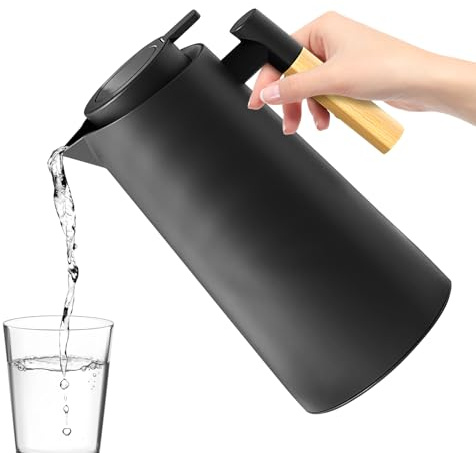 Coffee Carafe - 1000ml Glass Liner, Leak Proof Thermal Jug | Hot Beverage Dispenser, Insulated Water Pitcher For Home Kitchen Restaurant Travel Camping Use