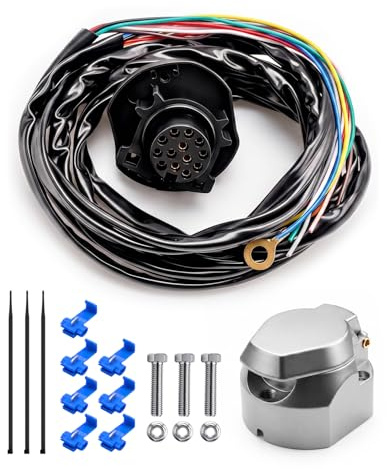 Erato Presa rimorchio a 13 poli con cavo da 2 m, 12V, prefilata, 13 core | cablaggio per gancio traino, per berlina