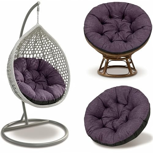 Papasansoffa Kuddar Sittkudde Hängstol 110cm - Dyna för korgstol Papasan Chair Lässtol och Rattanstol för utomhus och inomhus rund och stor Bordeaux ekologiskt linne