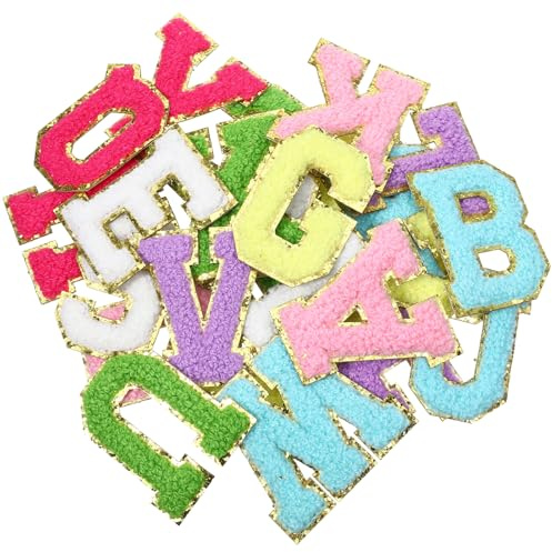 Cobee 26 Stück Buchstaben Aufbügeln A-Z Patches,Selbstklebende Alphabet Iron on Patches Bunte Gestickte Appliqué-Aufnäher für Textilien Kleidung,Mützen,Schals,Taschen