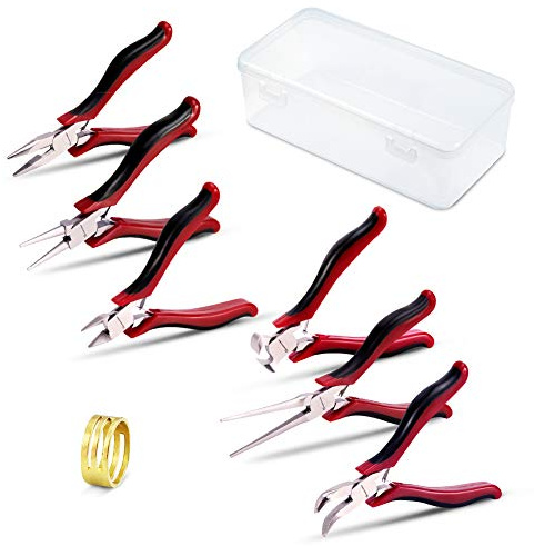 SPEEDWOX Schmuckzangen-Set, 6-teilig, Mini-Zangen für Schmuckherstellung, kleine feine Zangen mit einem Biegeringöffner, Mikro-Präzisions-Handwerkzeuge, Chrom-Vanadium-Stahl