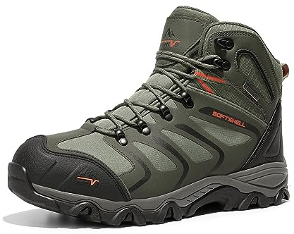 NORTIV 8 Men's Ankle High Waterproof Hiking Boots Outdoor Lightweight Shoes Trekking Trails Armadillo,Size 10.5,Army/Green/Black/Orange,160448_M