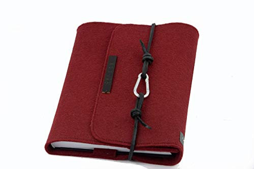 Kalender Filz bordeaux rot Hülle PERSONALISIERT Notizbuch A5 Name Einband Leder retro Vintage Geschenk Schule Abschluss Anna Rosenschön