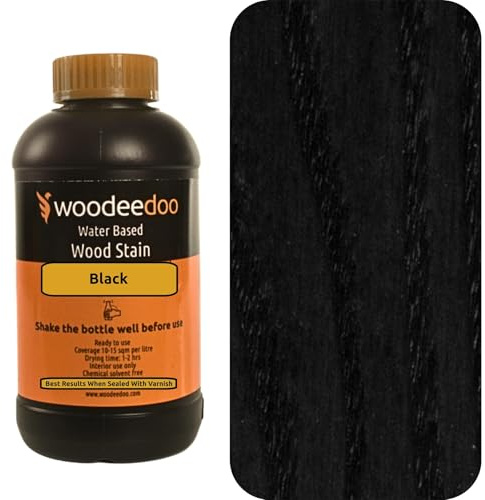 WooDeeDoo Water Based Wood Stain | Wood Dye | Ready to Use | Environmentally Friendly | Solvent Free | Odour Free | 200 ml | Black