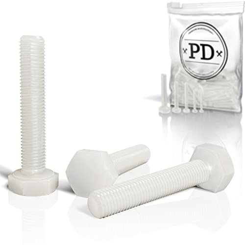 PD® Kunststoff Sechskantschrauben M12x60 mm | Schrauben aus PA Nylon | 6-kant Maschinenschrauben mit metrischem ISO Vollgewinde, Außensechskant | 12 Stück