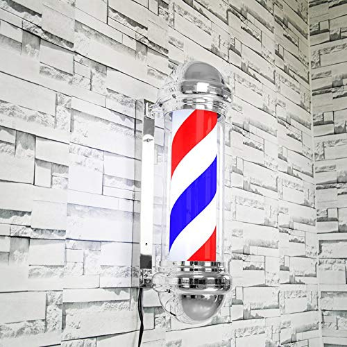LED Poste de Barbero Palacio Estilo Luminoso Giratorio Rojo Azul Rayas para Pelo Salón Barbero Signo Ligero Pared Montable Lámpara