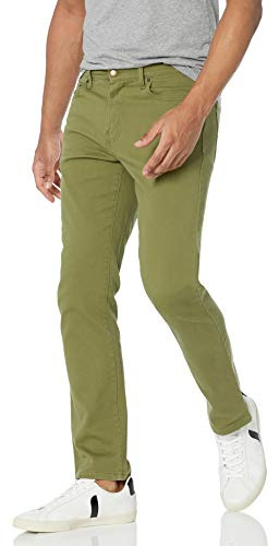 Amazon Essentials Men's Jeans smal passform, Olivgrön, 42W / 29L