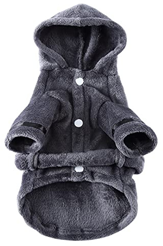 Felenny Hund Bademantel mit Kapuze - Weiche, Super Saugfähige Haustier Bademantel für Große, Mittlere, Kleine Hunde - Grau, S
