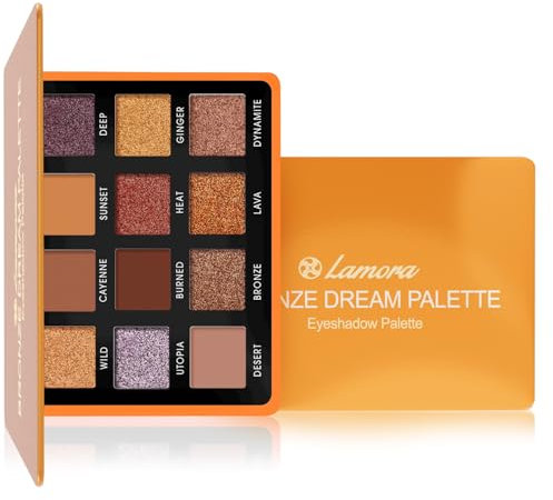 Palette Ombretti Bronzo Smokey Oro - 12 Colori Brillanti e Opachi Altamente Pigmentati per Trucchi Makeup Occhi Bronzo Nude - Palette Ombretti Professionali Formato Viaggio Con Specchio