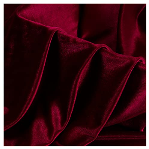 MUYUNXI Samtstoff Meterware Hochwertige Massive Farbe Stretch Samt Gold Samt Stoff Für Kleidung Sofa Kleid 155 cm Breit Meterware Verkauft(Color:Weinrot)