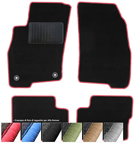 moto-MOLTICO Tappetini Auto Set di Tappeti in Moquette su Misura per Alfa Romeo Stelvio dal 2016 (Filo Rosso)